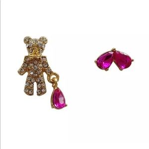 Gorgeous Small Pink Love Heart Bear Earrings